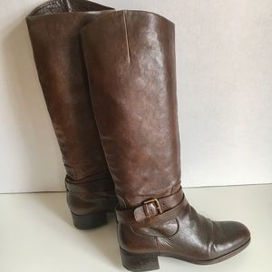 Via Spiga Leather Equestrian style Riding Boots Belted Knee Boot size 8/8.5